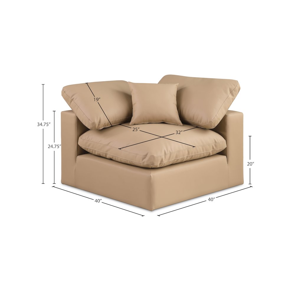 Comfy Tan Vegan Leather Modular Corner Chair. Picture 11