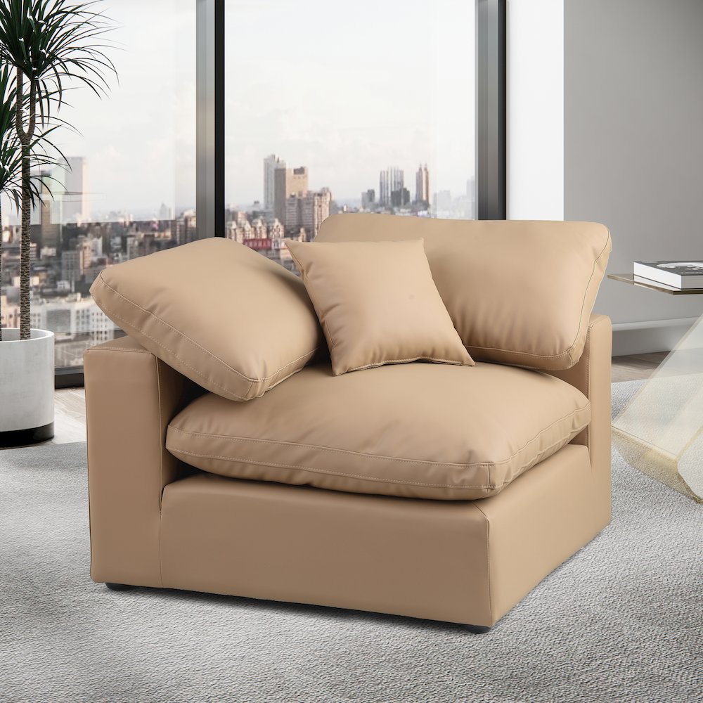 Comfy Tan Vegan Leather Modular Corner Chair. Picture 2