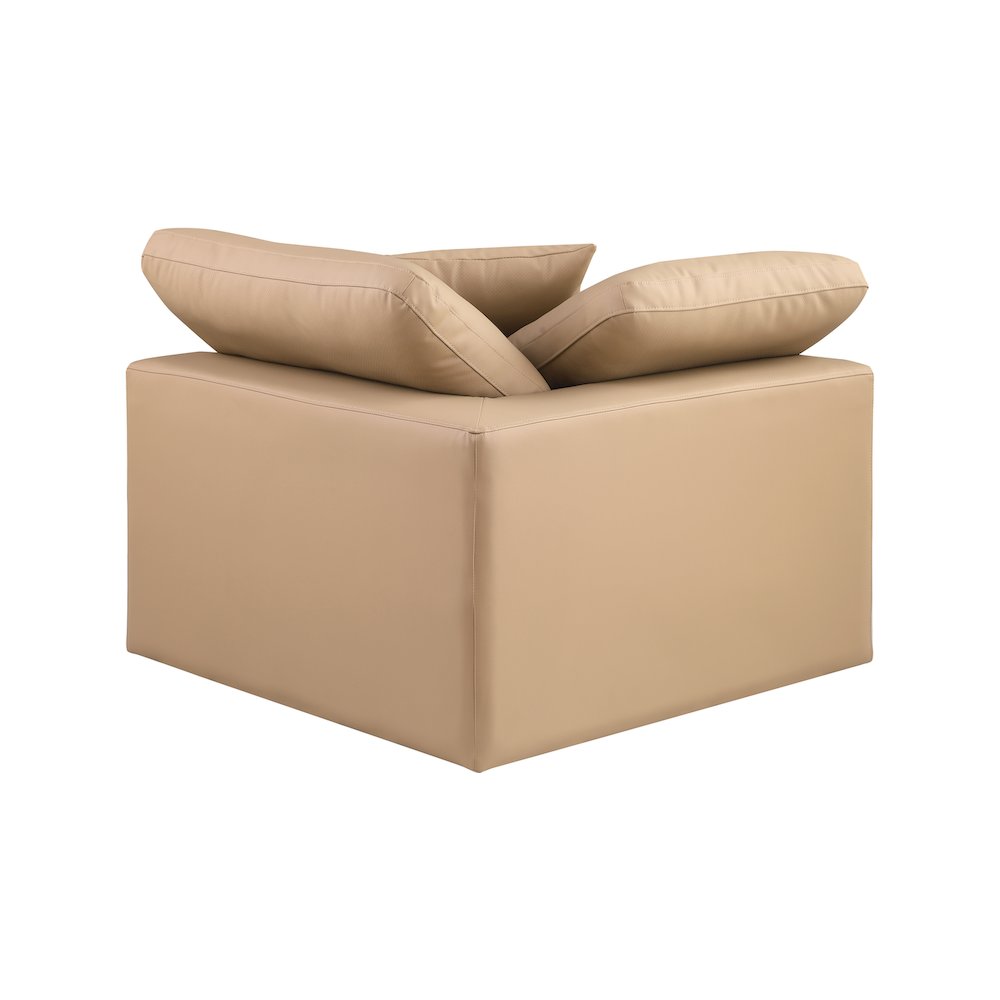 Comfy Tan Vegan Leather Modular Corner Chair. Picture 3