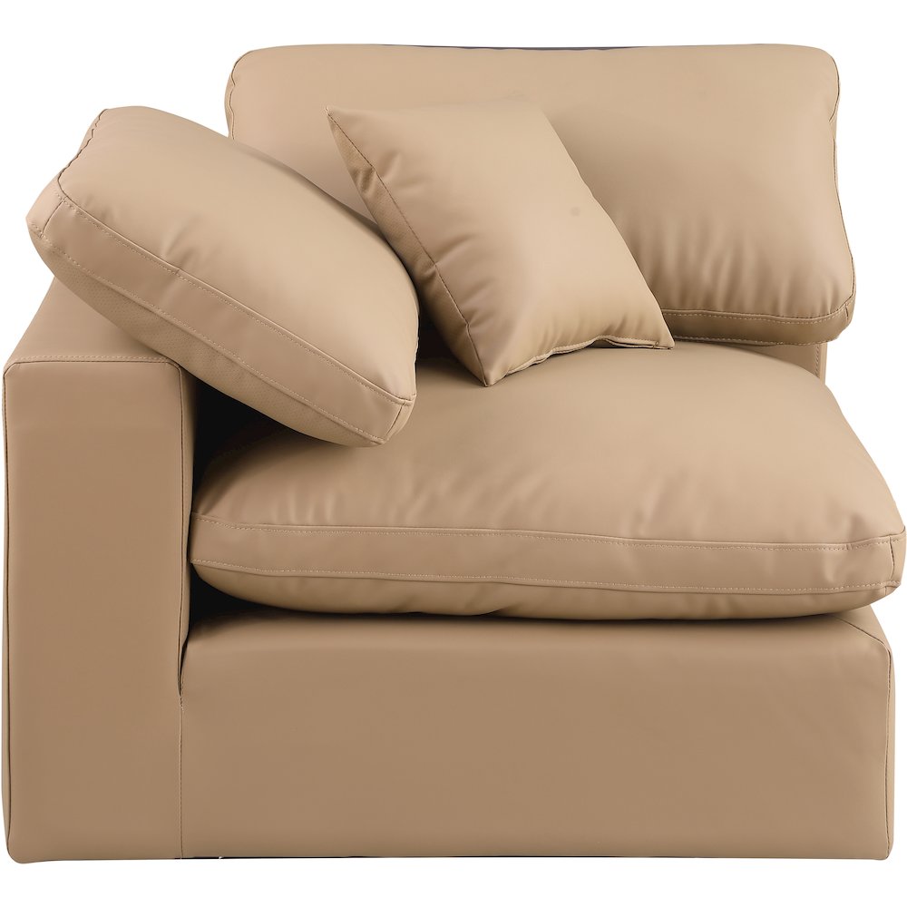 Comfy Tan Vegan Leather Modular Corner Chair. Picture 4