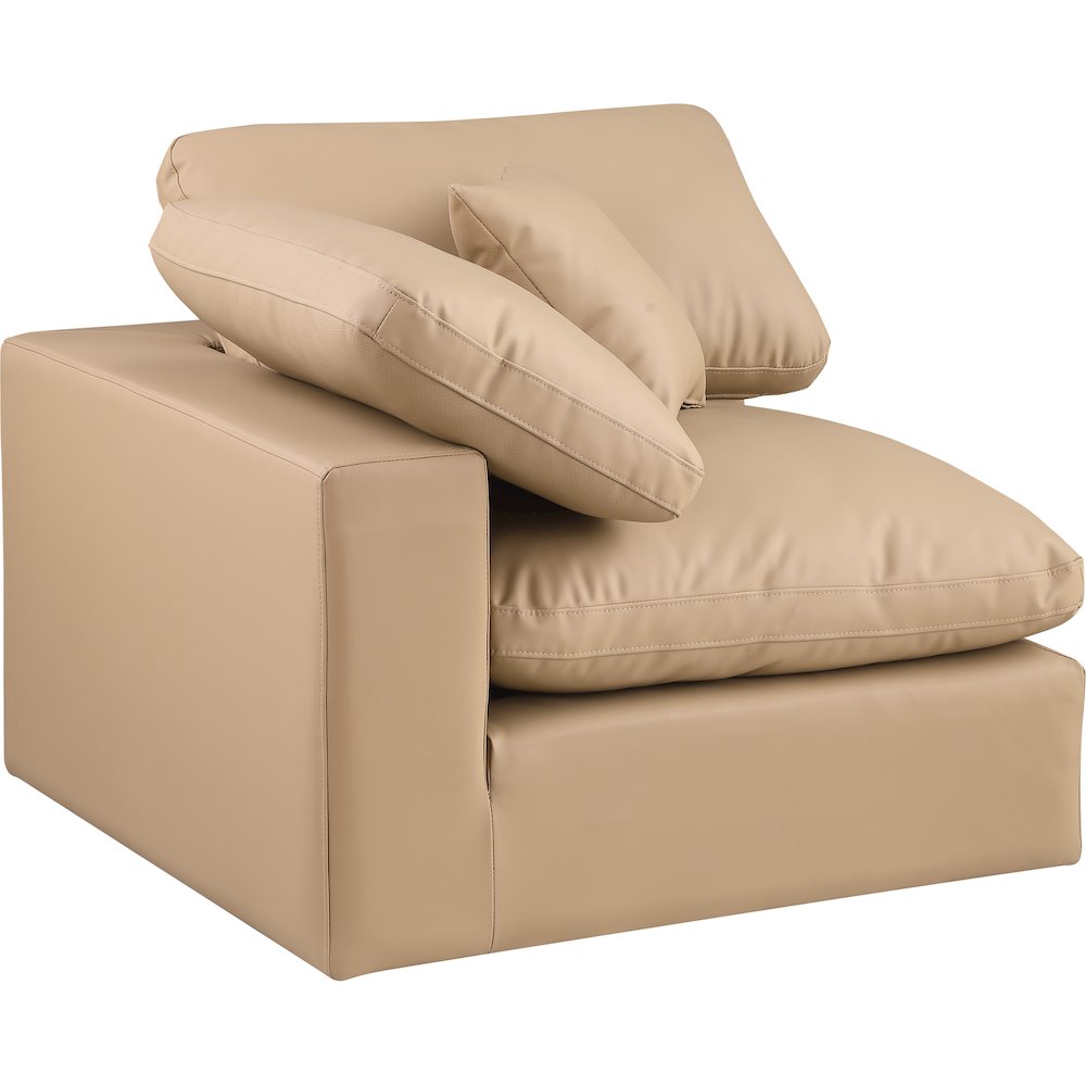 Comfy Tan Vegan Leather Modular Corner Chair. Picture 5