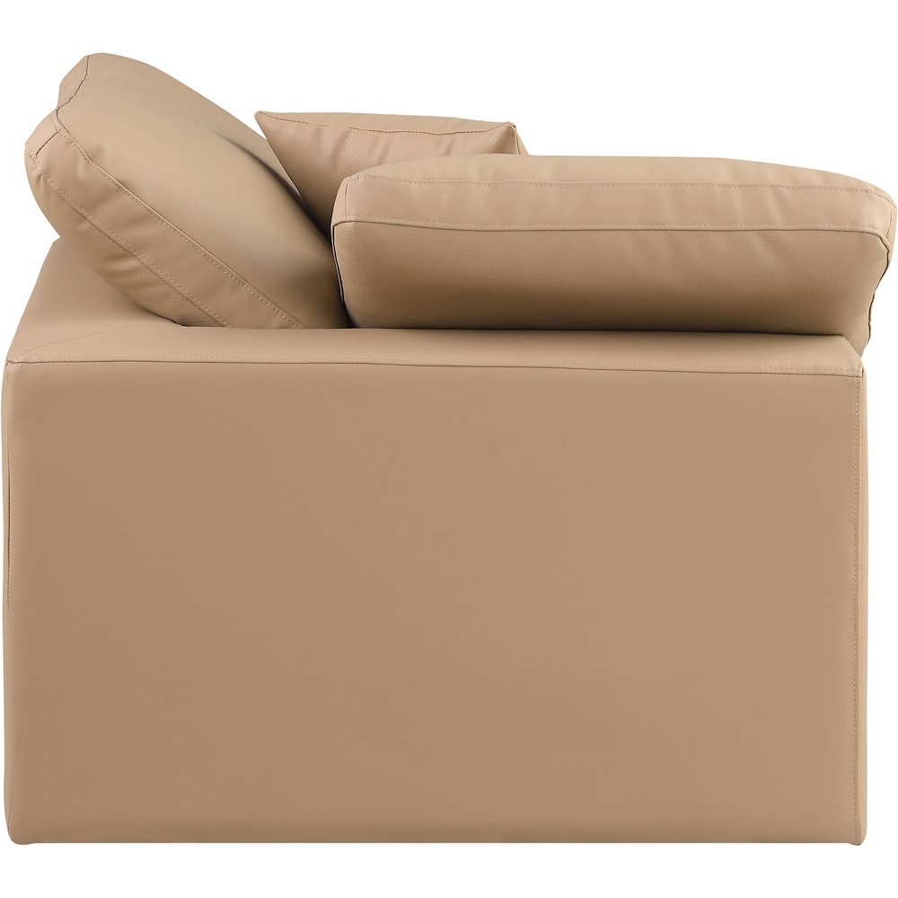 Comfy Tan Vegan Leather Modular Corner Chair. Picture 6