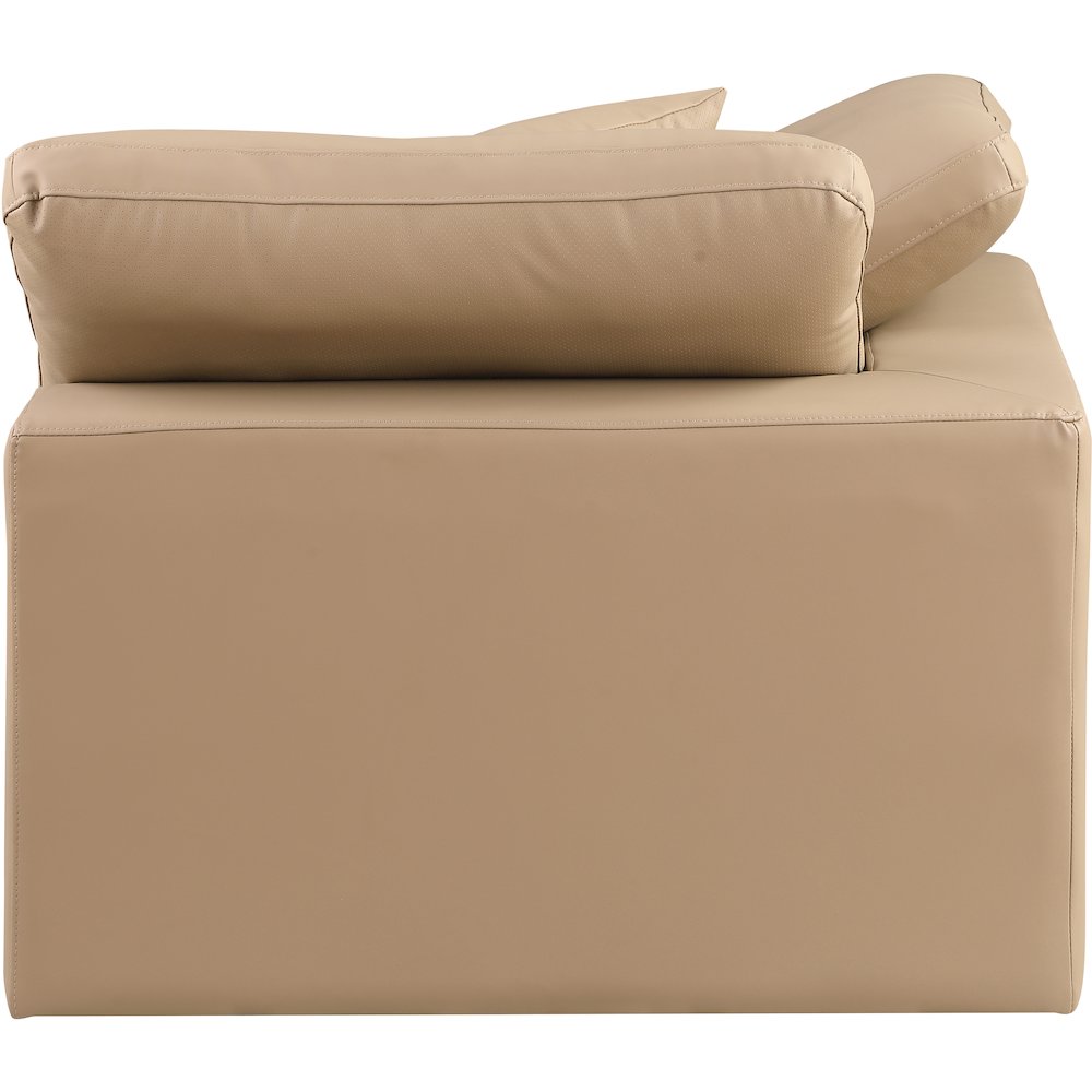 Comfy Tan Vegan Leather Modular Corner Chair. Picture 7