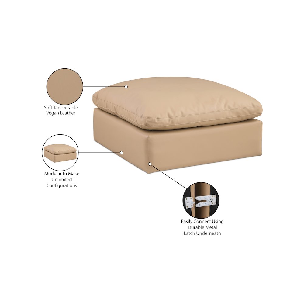 Comfy Tan Vegan Leather Modular Ottoman. Picture 6