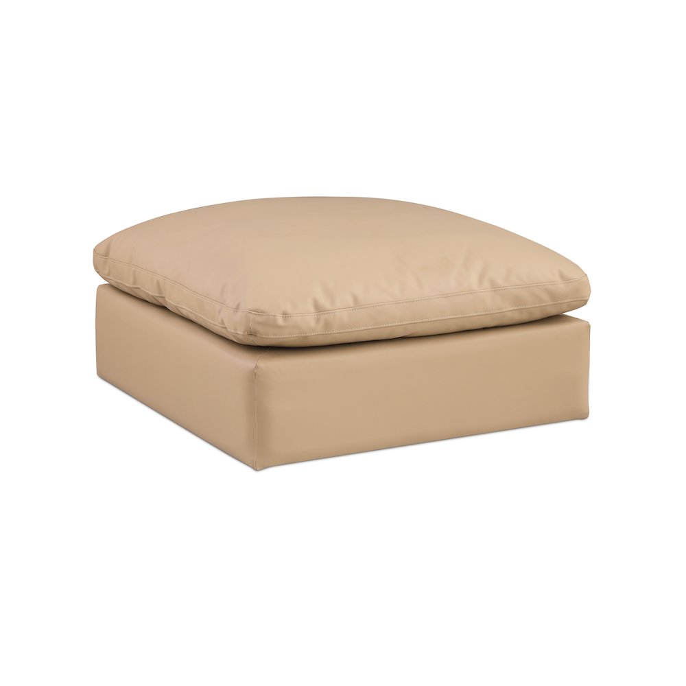 Comfy Tan Vegan Leather Modular Ottoman. Picture 1