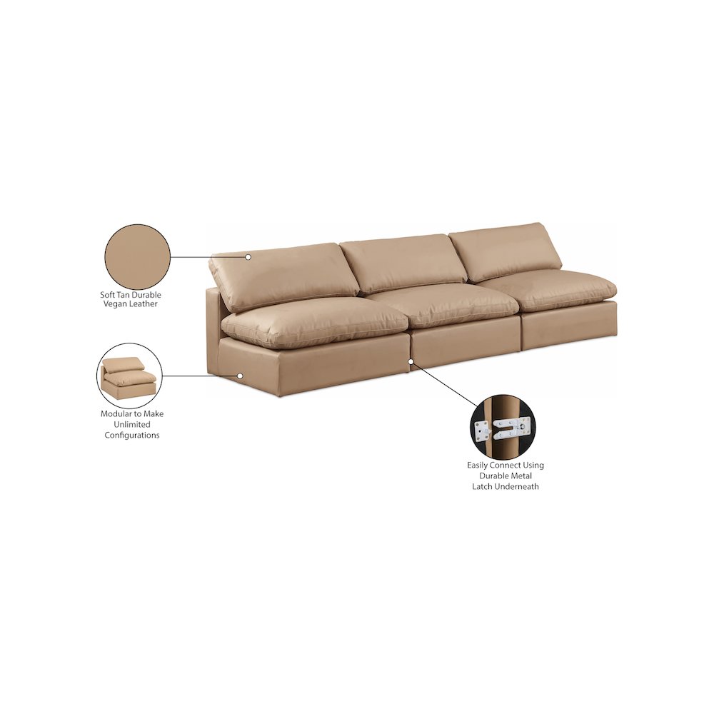 Comfy Tan Vegan Leather Modular Sofa. Picture 10