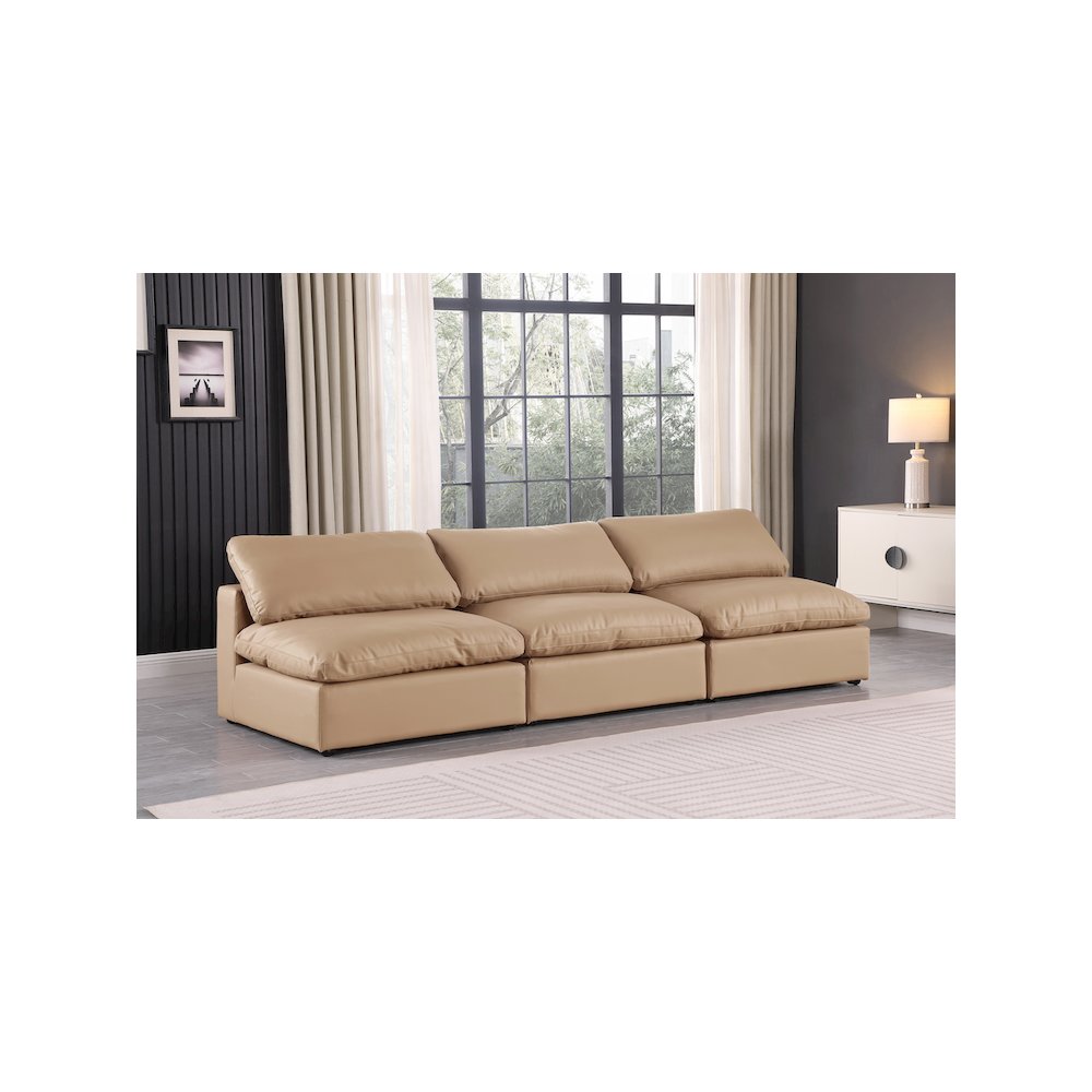 Comfy Tan Vegan Leather Modular Sofa. Picture 2
