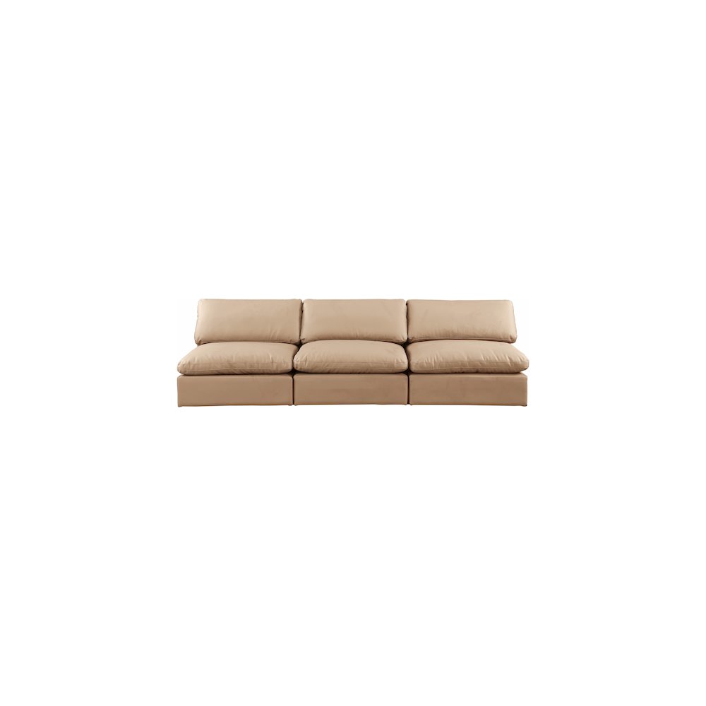 Comfy Tan Vegan Leather Modular Sofa. Picture 4