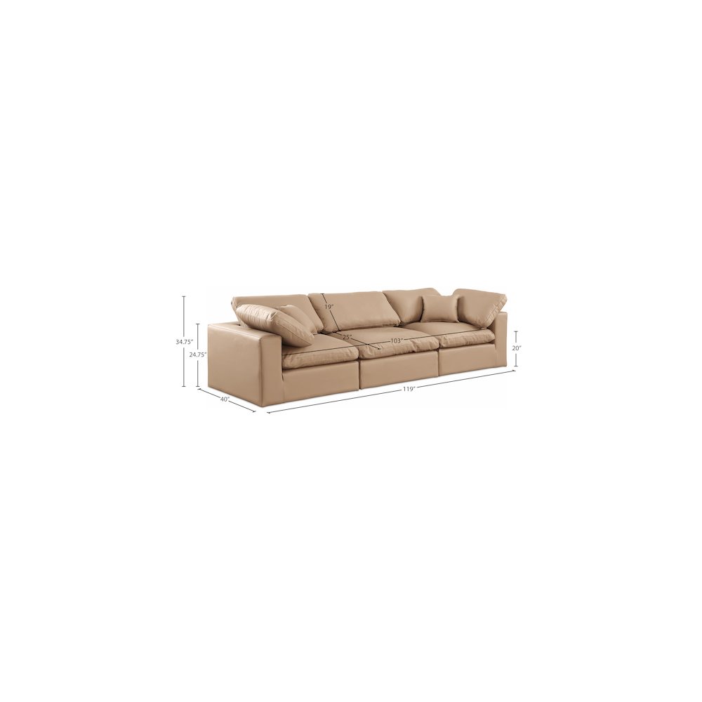 Comfy Tan Vegan Leather Modular Sofa. Picture 8
