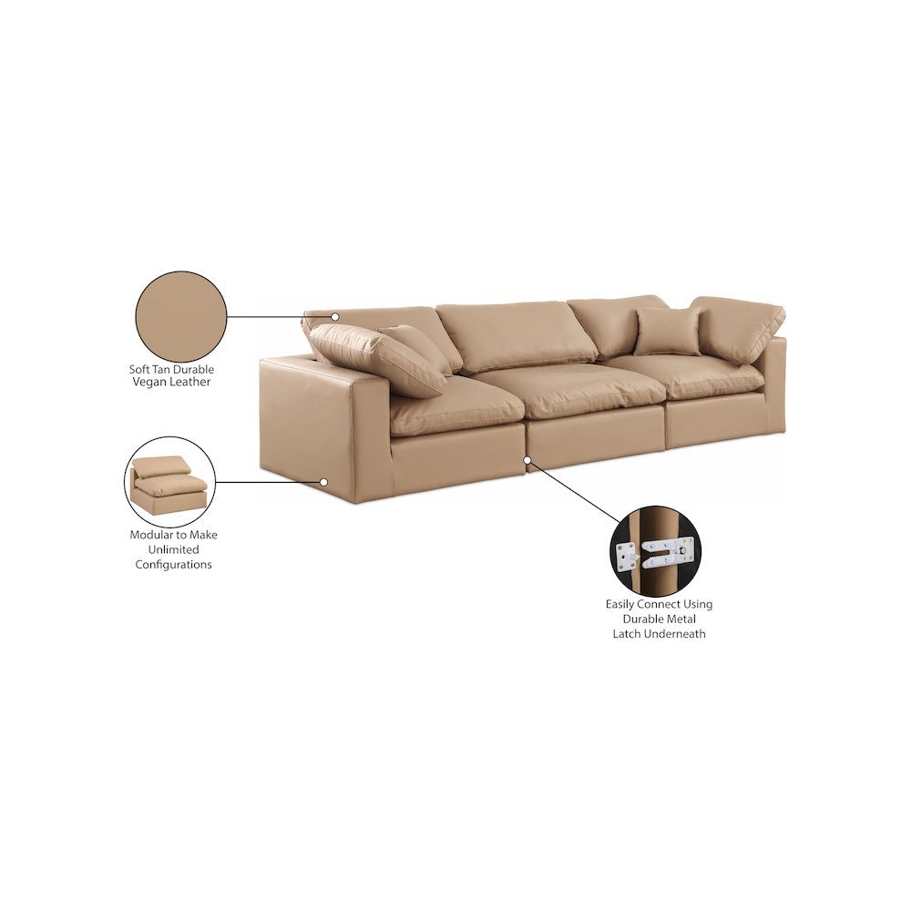 Comfy Tan Vegan Leather Modular Sofa. Picture 9