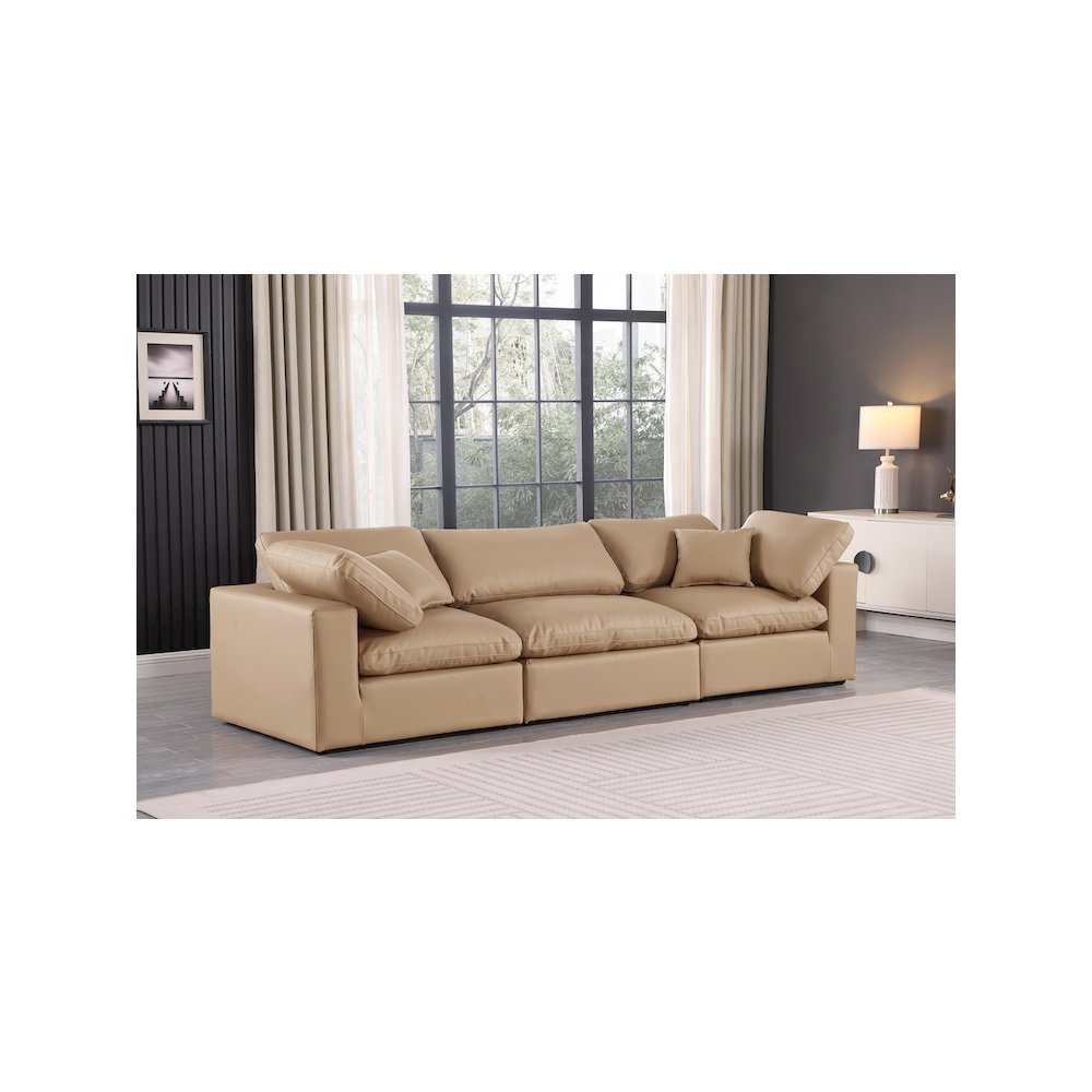 Comfy Tan Vegan Leather Modular Sofa. Picture 2
