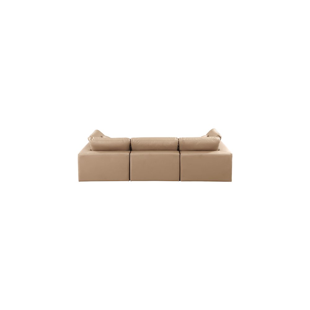 Comfy Tan Vegan Leather Modular Sofa. Picture 3