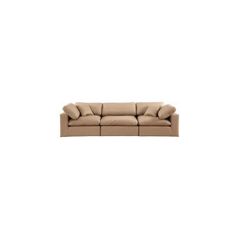 Comfy Tan Vegan Leather Modular Sofa. Picture 4