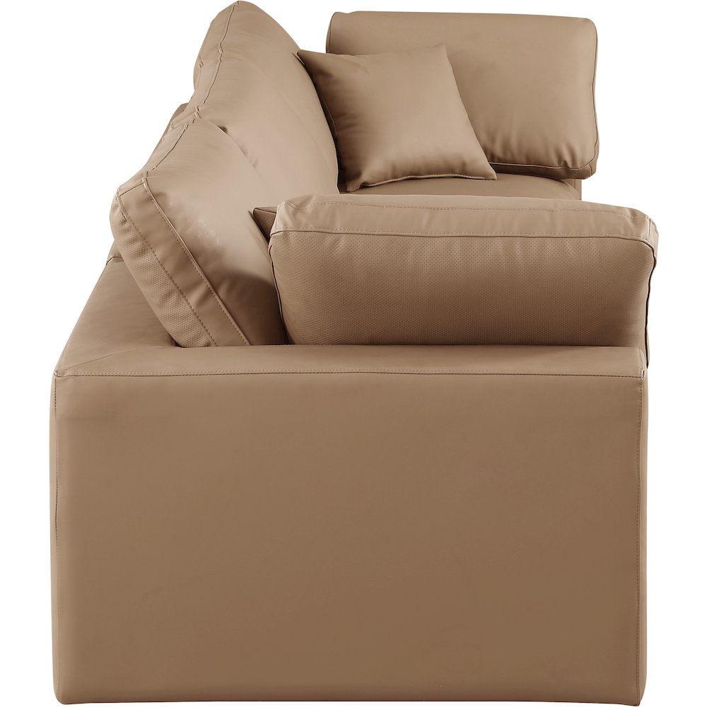 Comfy Tan Vegan Leather Modular Sofa. Picture 5
