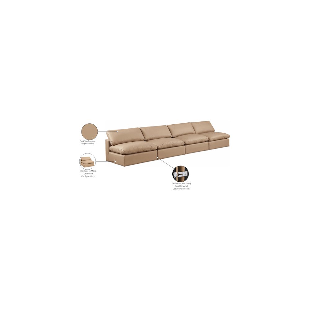 Comfy Tan Vegan Leather Modular Sofa. Picture 10