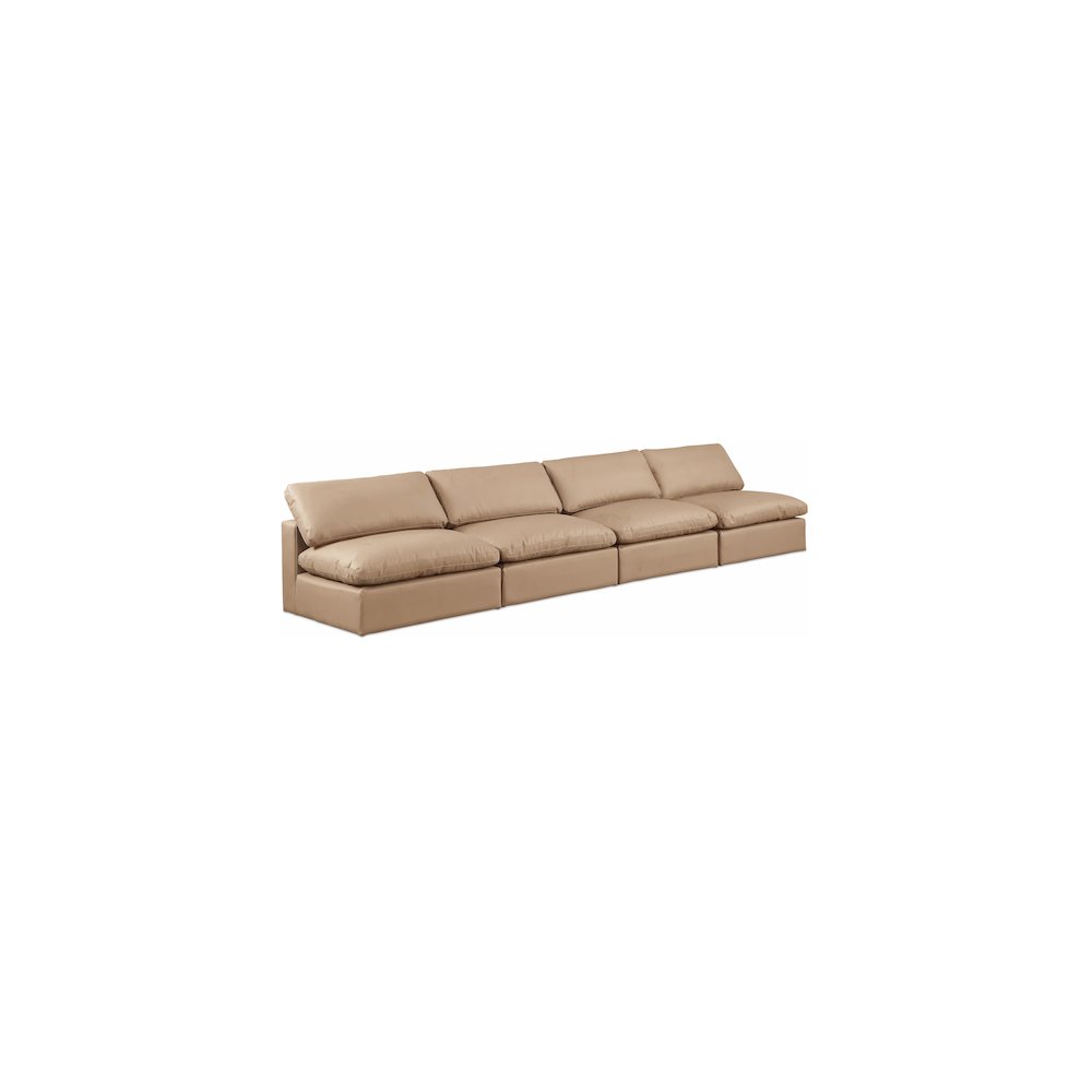Comfy Tan Vegan Leather Modular Sofa. Picture 1