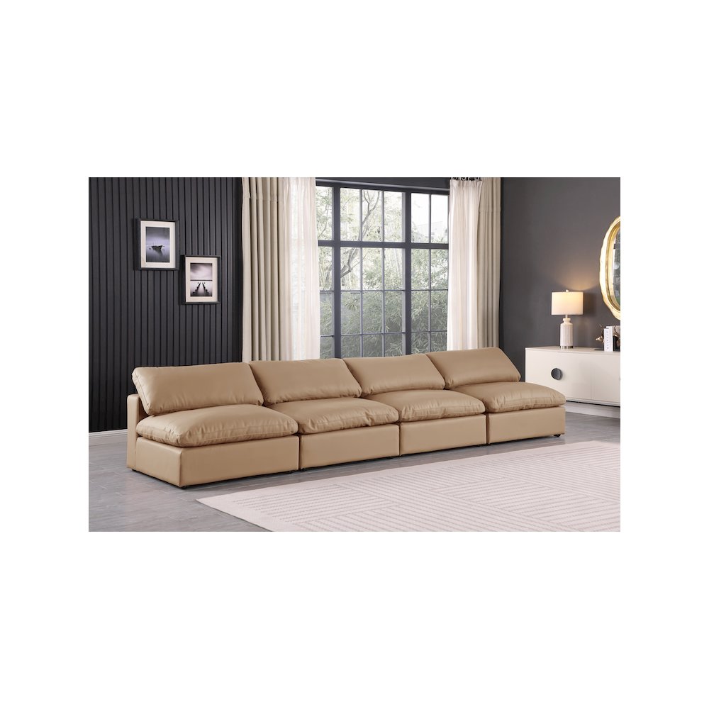 Comfy Tan Vegan Leather Modular Sofa. Picture 2