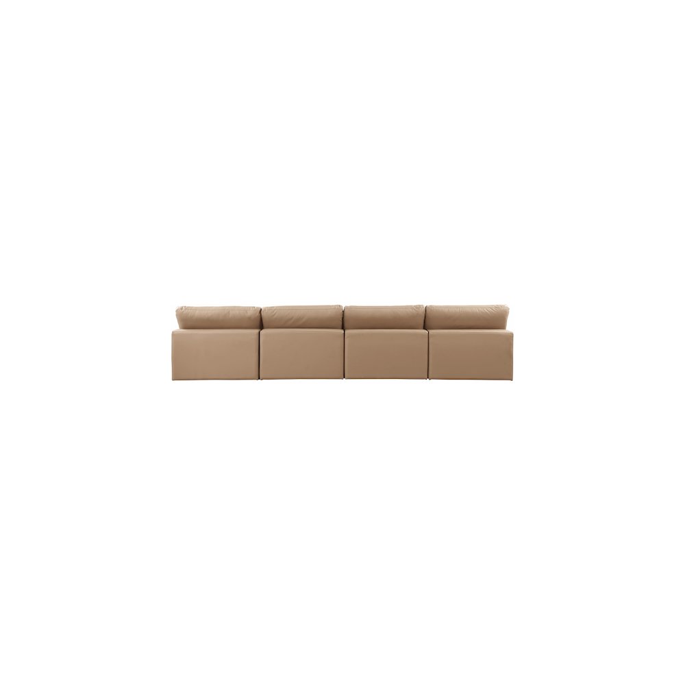 Comfy Tan Vegan Leather Modular Sofa. Picture 3
