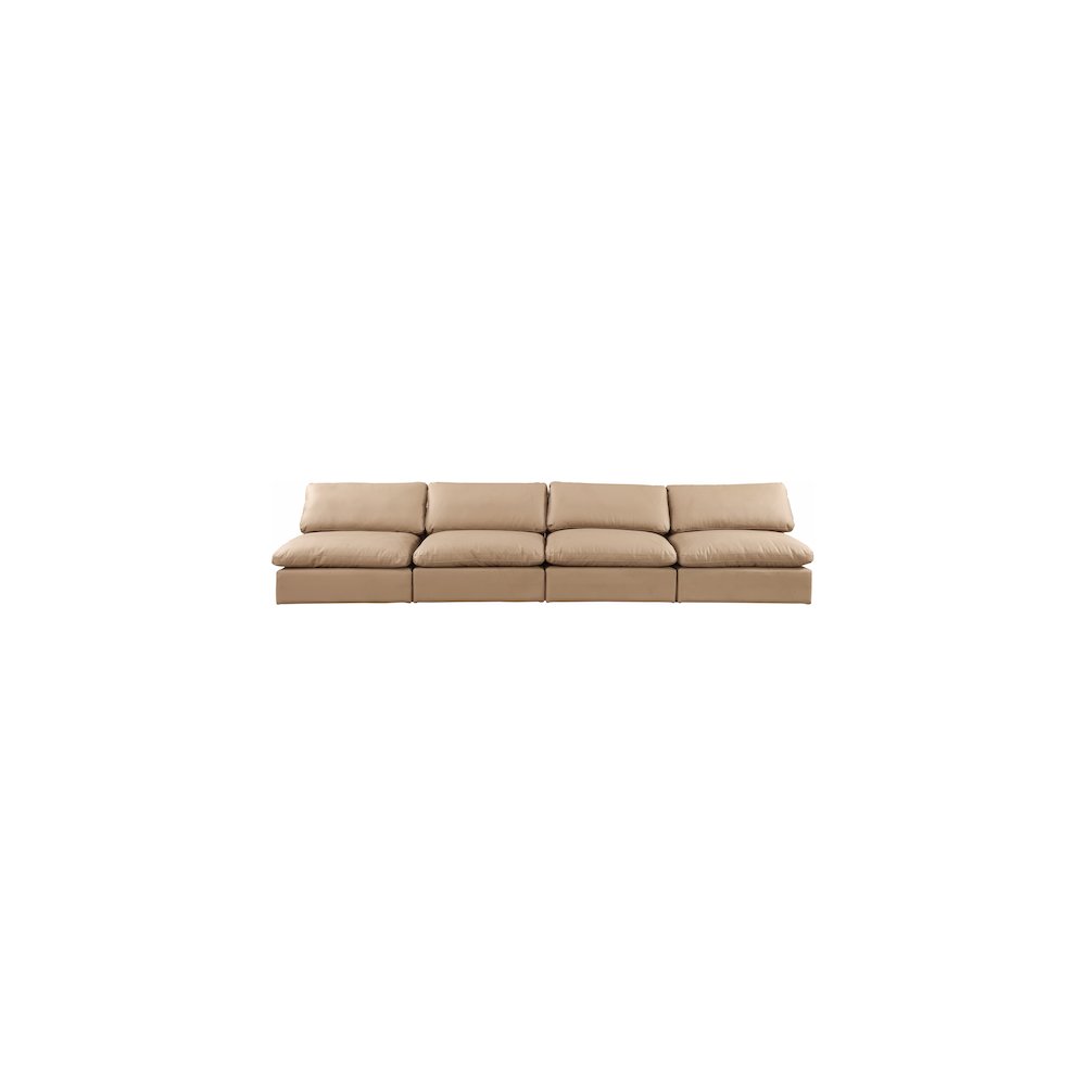 Comfy Tan Vegan Leather Modular Sofa. Picture 4