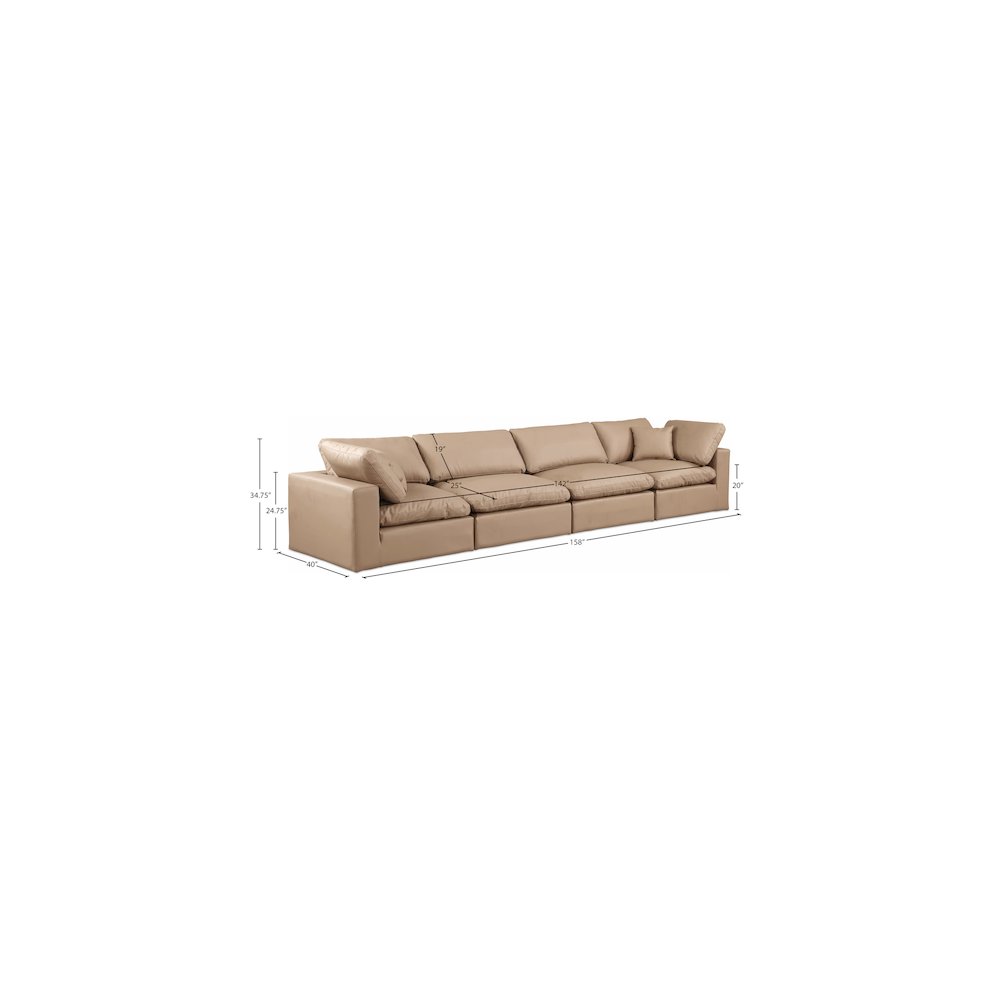 Comfy Tan Vegan Leather Modular Sofa. Picture 8