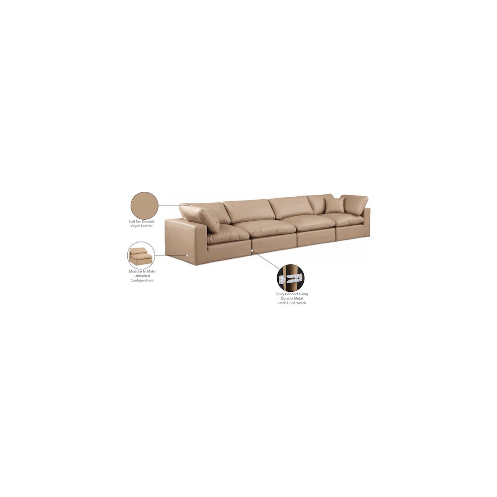 Comfy Tan Vegan Leather Modular Sofa. Picture 9