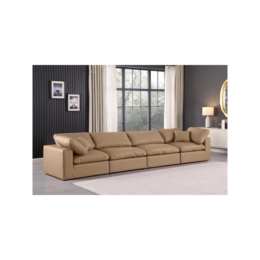 Comfy Tan Vegan Leather Modular Sofa. Picture 2