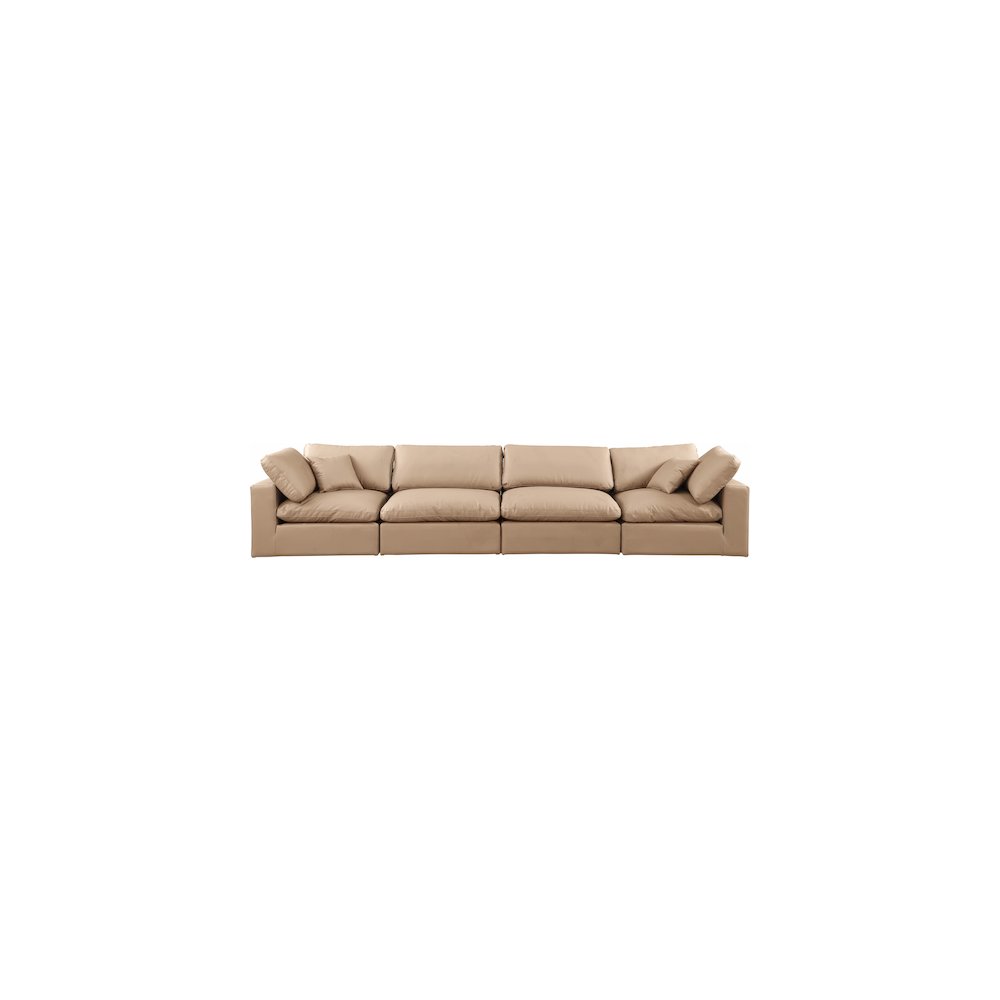 Comfy Tan Vegan Leather Modular Sofa. Picture 4