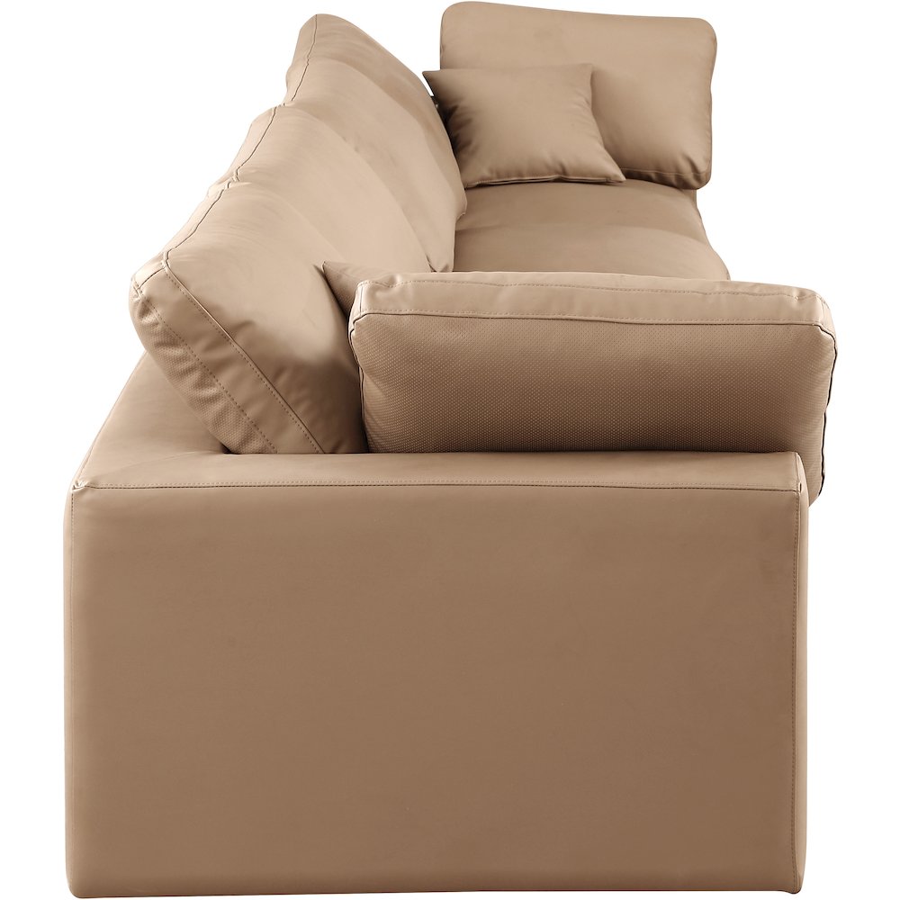 Comfy Tan Vegan Leather Modular Sofa. Picture 5
