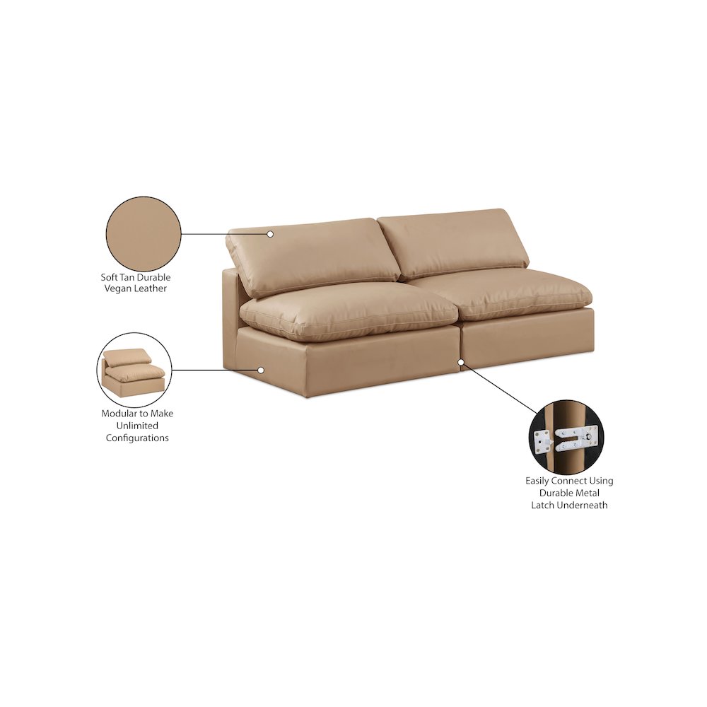 Comfy Tan Vegan Leather Modular Sofa. Picture 10