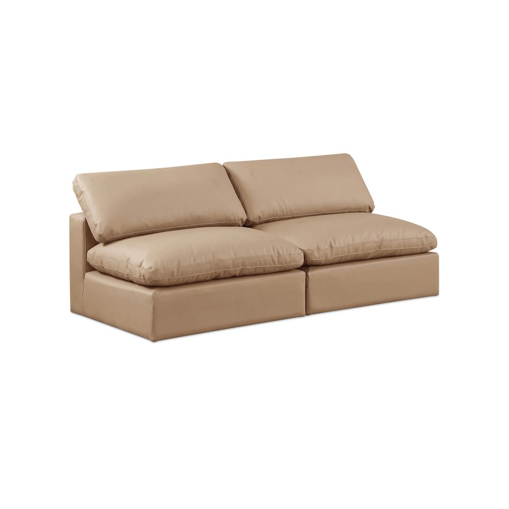 Comfy Tan Vegan Leather Modular Sofa. Picture 1