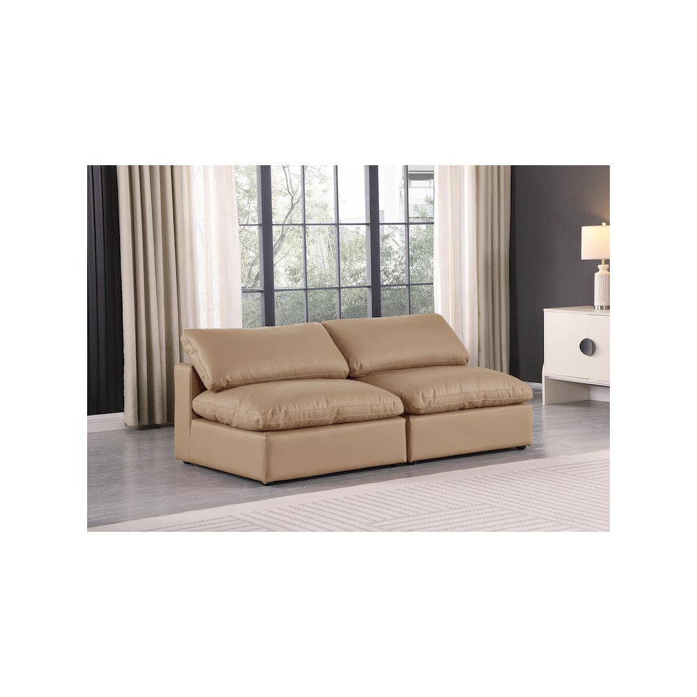 Comfy Tan Vegan Leather Modular Sofa. Picture 2