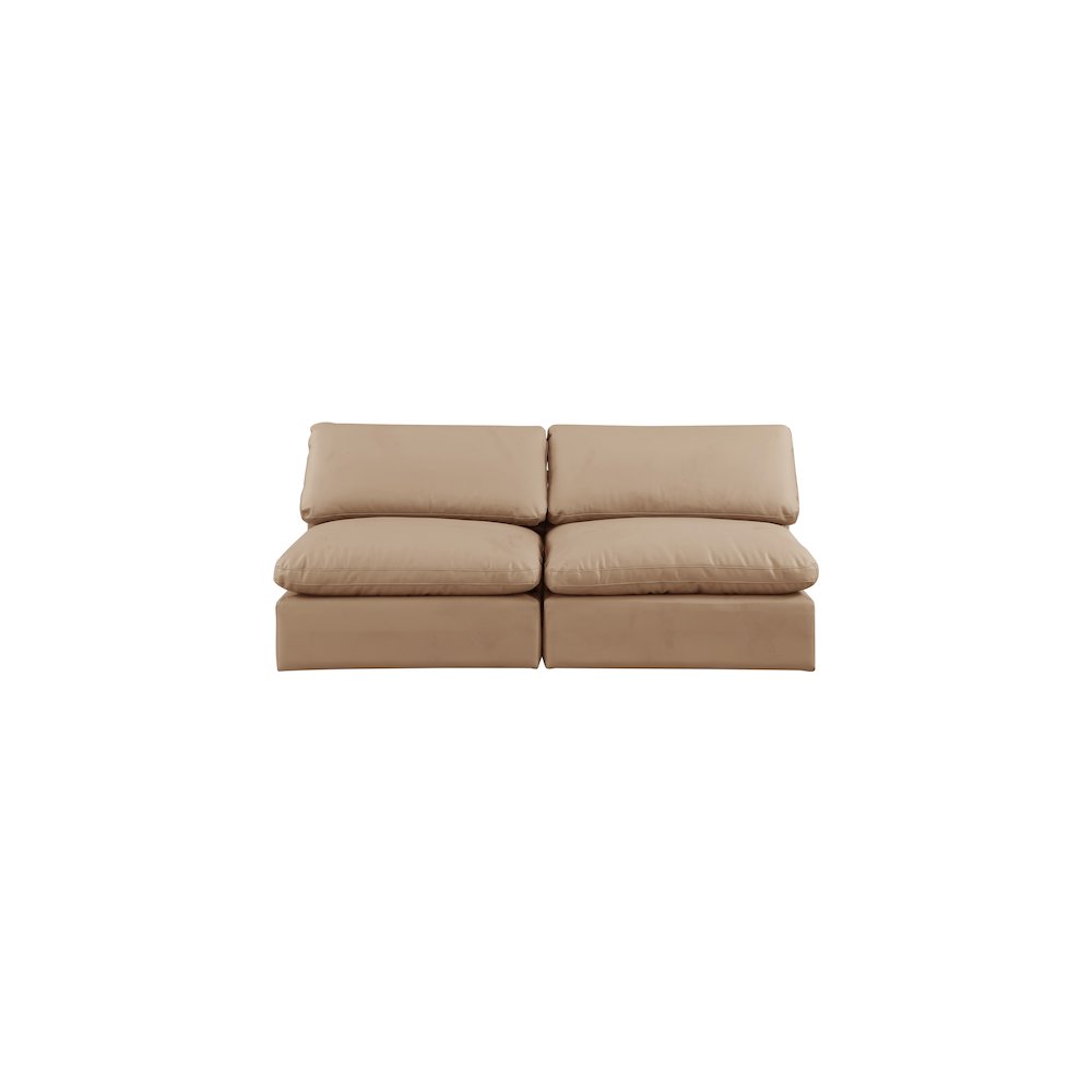 Comfy Tan Vegan Leather Modular Sofa. Picture 4