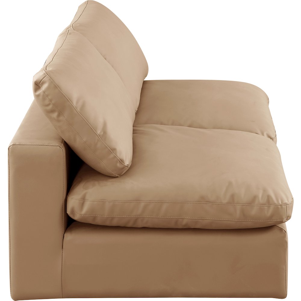 Comfy Tan Vegan Leather Modular Sofa. Picture 5