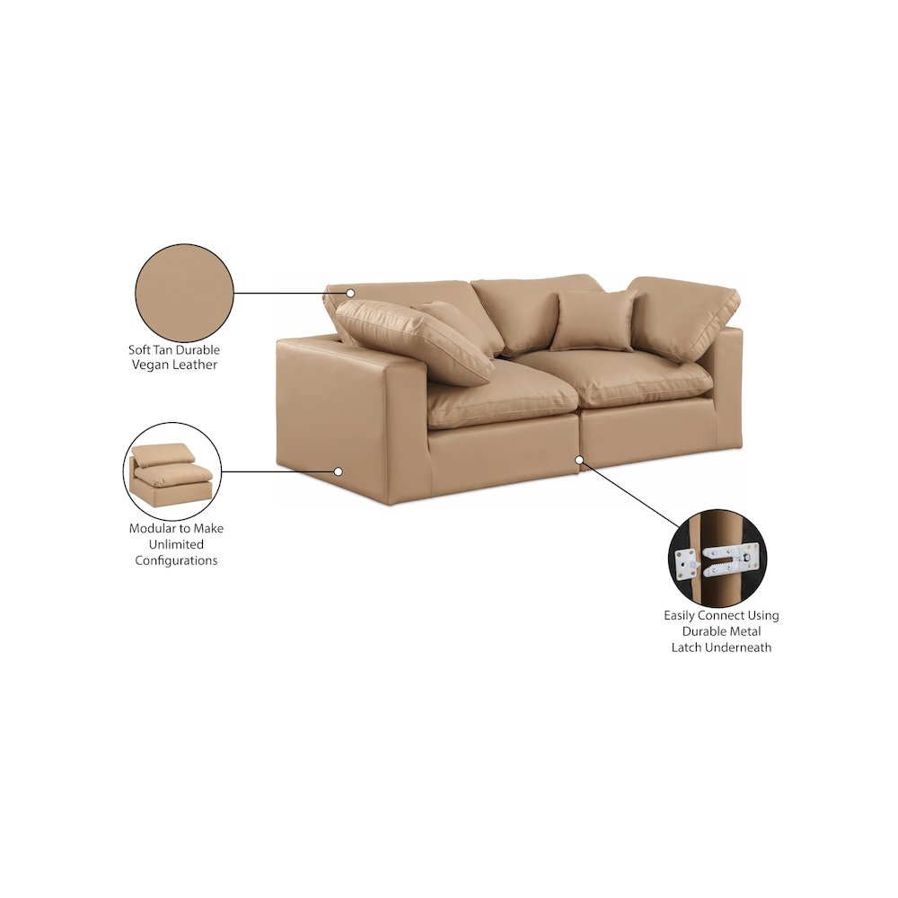 Comfy Tan Vegan Leather Modular Sofa. Picture 10