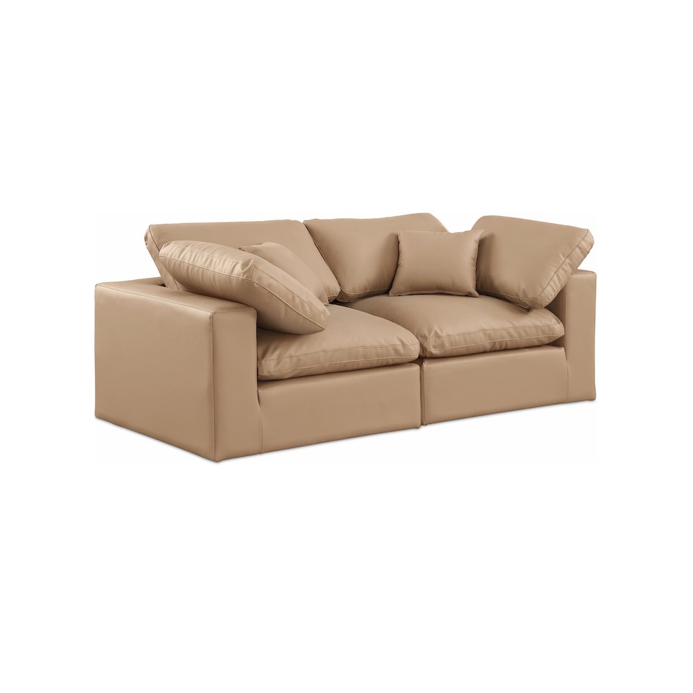 Comfy Tan Vegan Leather Modular Sofa. Picture 1