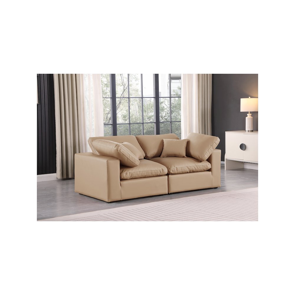 Comfy Tan Vegan Leather Modular Sofa. Picture 2