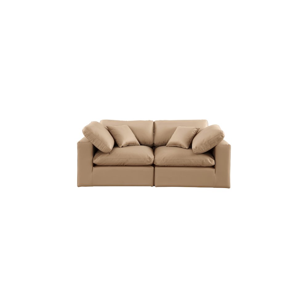 Comfy Tan Vegan Leather Modular Sofa. Picture 4