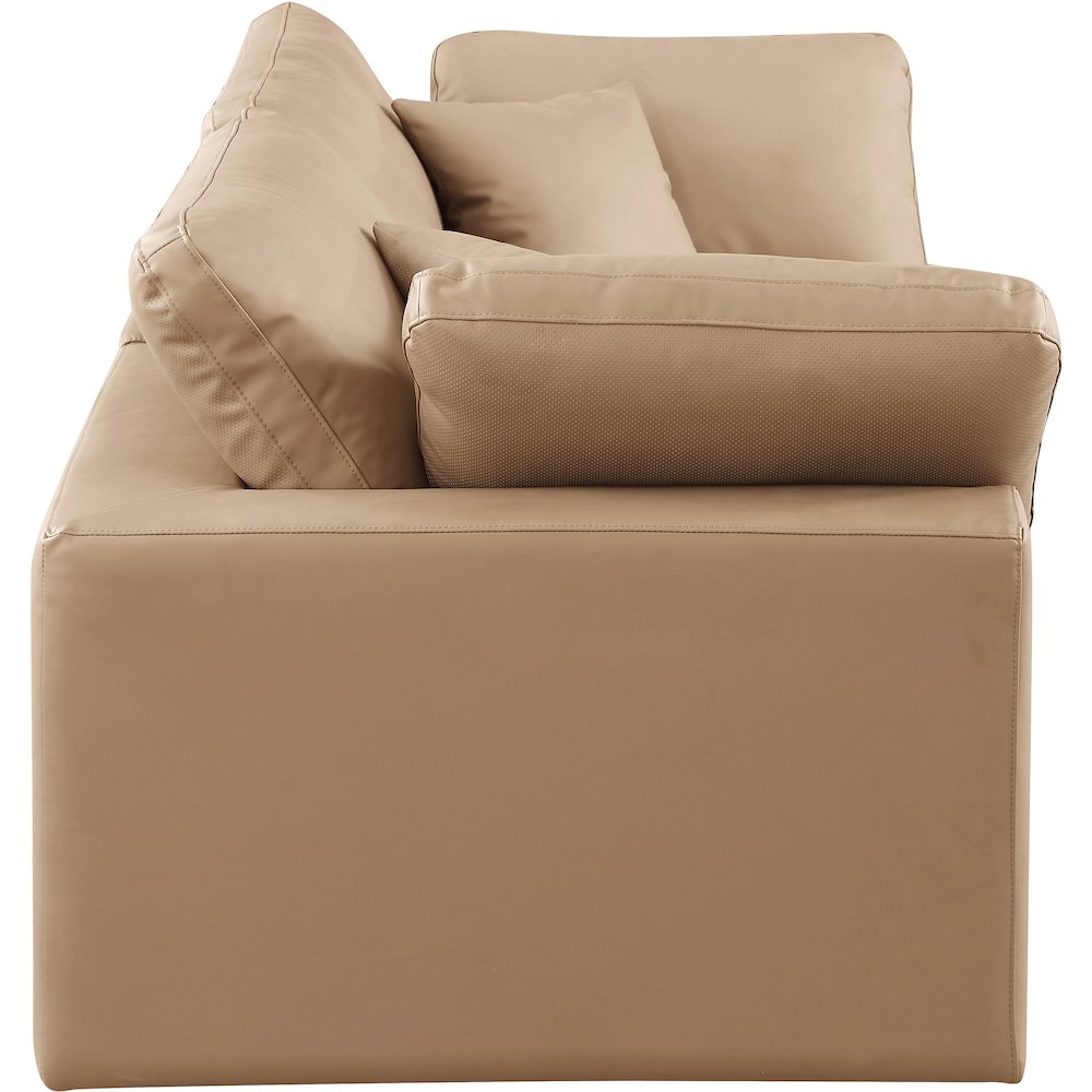 Comfy Tan Vegan Leather Modular Sofa. Picture 5