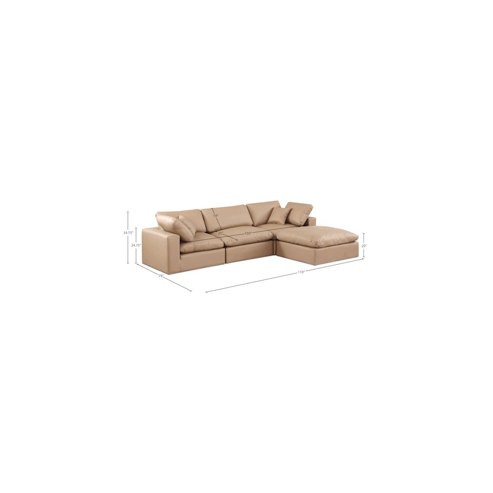 Comfy Tan Vegan Leather Modular Sectional. Picture 15