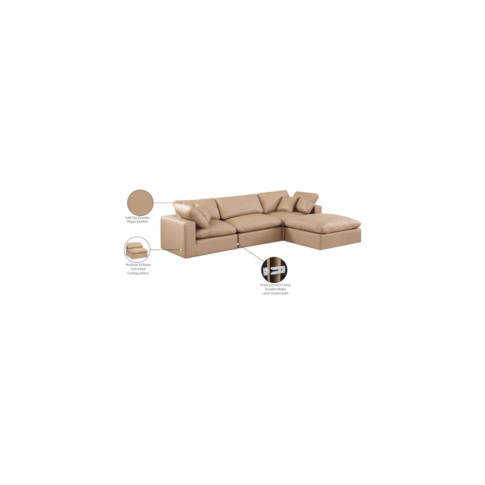 Comfy Tan Vegan Leather Modular Sectional. Picture 16