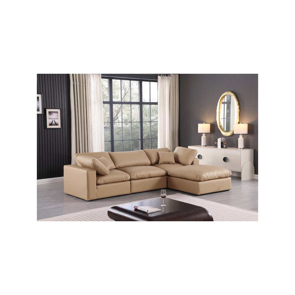 Comfy Tan Vegan Leather Modular Sectional. Picture 3