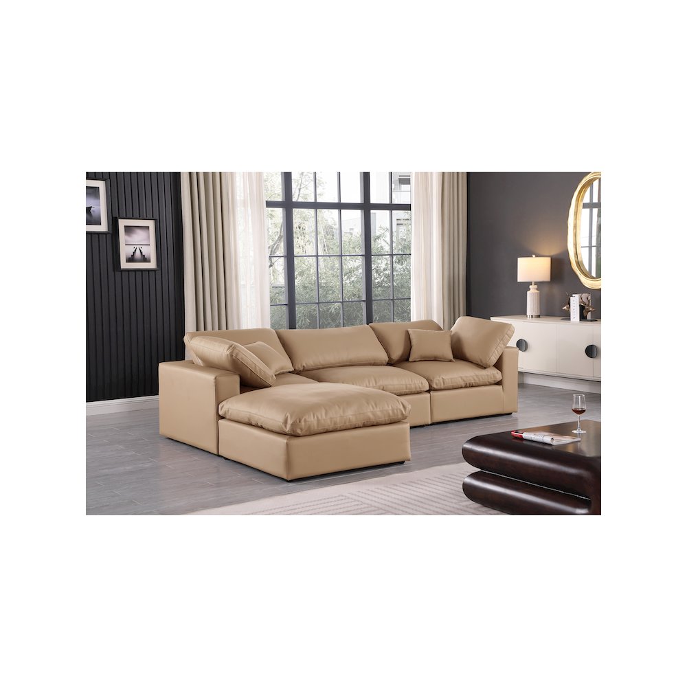Comfy Tan Vegan Leather Modular Sectional. Picture 4