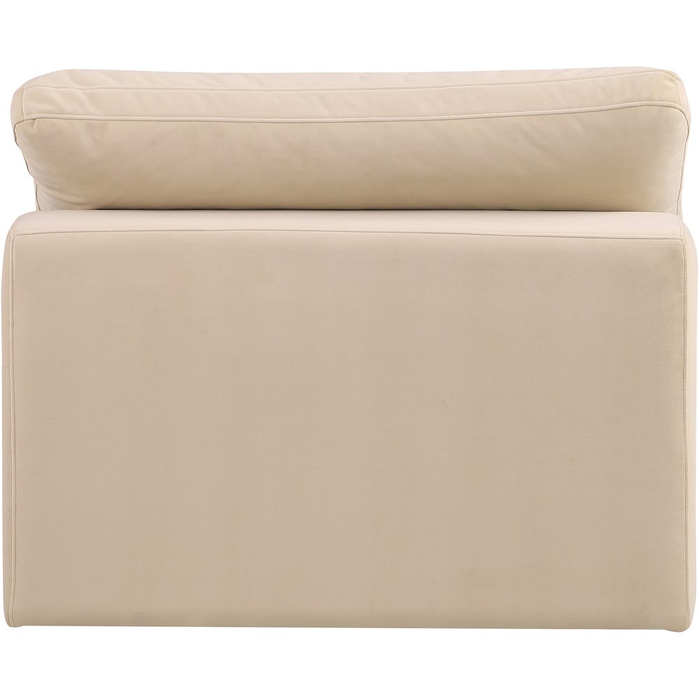 Comfy Beige Velvet Modular Armless Chair. Picture 3