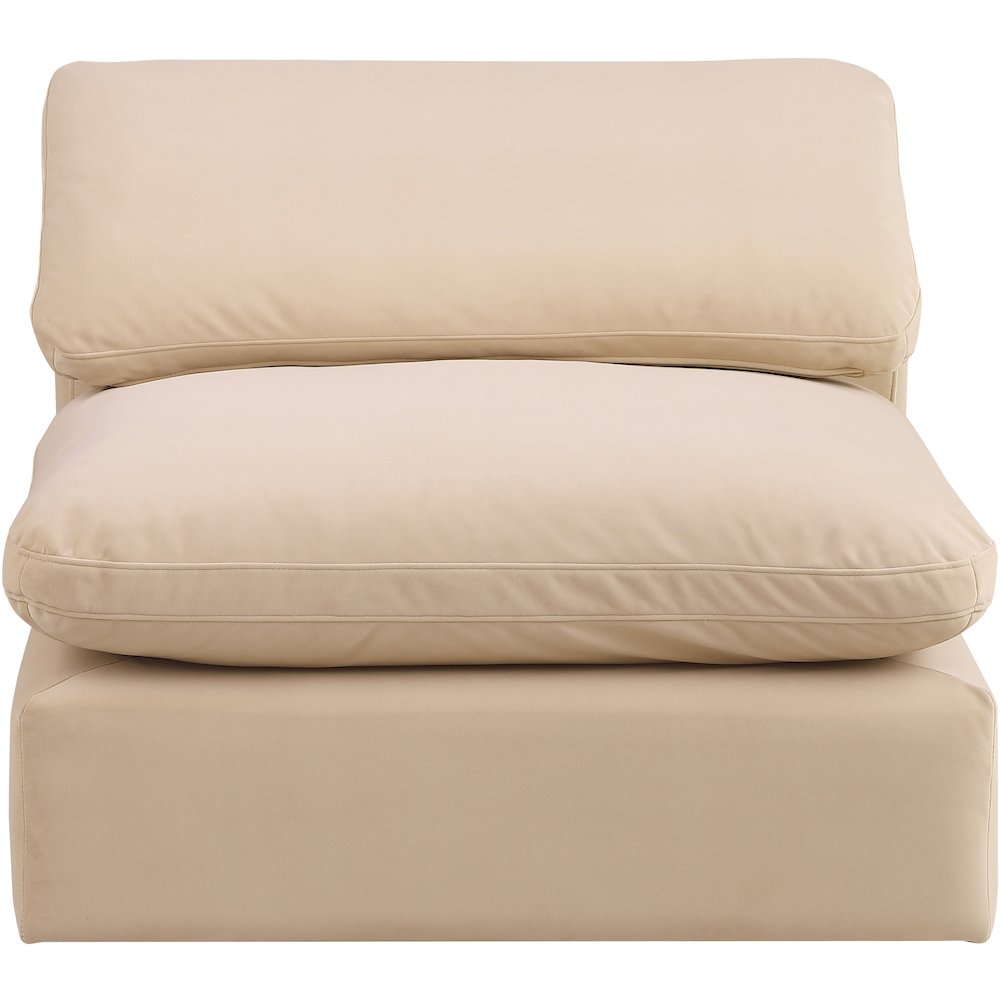 Comfy Beige Velvet Modular Armless Chair. Picture 4
