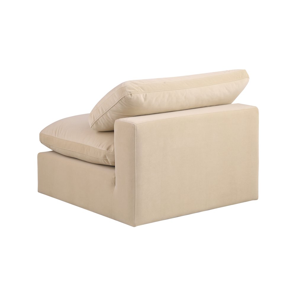 Comfy Beige Velvet Modular Armless Chair. Picture 5