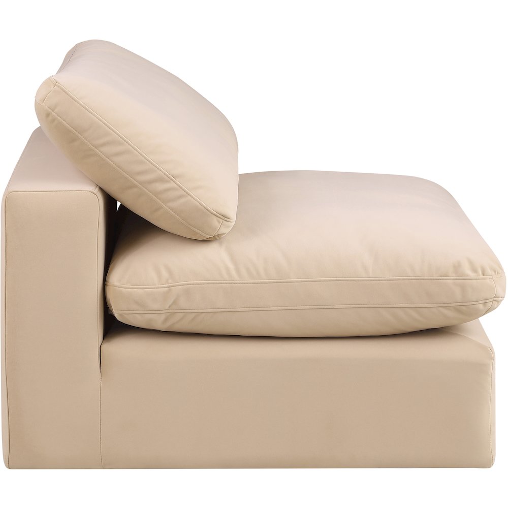 Comfy Beige Velvet Modular Armless Chair. Picture 6