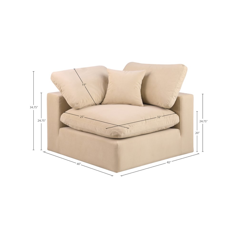 Comfy Beige Velvet Modular Corner Chair. Picture 12