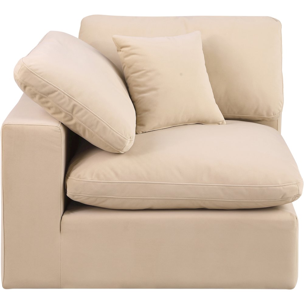 Comfy Beige Velvet Modular Corner Chair. Picture 4