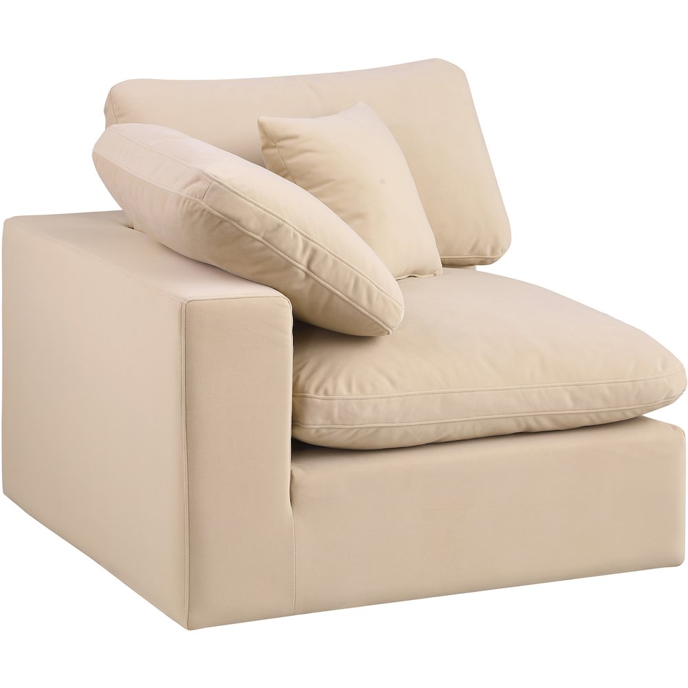 Comfy Beige Velvet Modular Corner Chair. Picture 7
