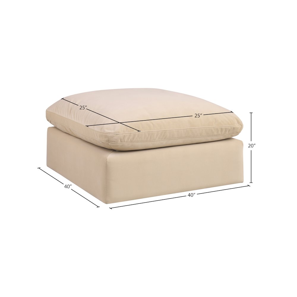 Comfy Beige Velvet Modular Ottoman. Picture 5